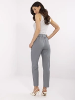 Dark gray high-waisted fabric pants.