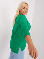 Wholesale Green Women's Plus Size Blouse with 3/4 Sleeve