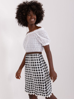 Hurtownia Ecru-czarna sukienka hiszpanka z paskiem