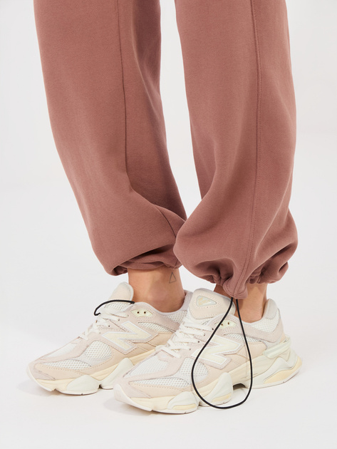 Brązowe spodnie ze ściągaczami na dole NATURAL SIDE