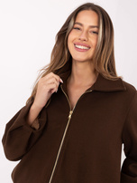 Brązowa kurtka ze ściągaczem na dole RUE PARIS