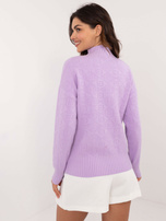 Hurt Liliowy wzorzysty sweter z półgolfem i długim rękawem