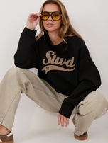 Czarna bluza oversize z wypukłym napisem RUE PARIS 