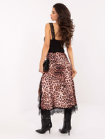 Beżowa satynowa spódnica z koronką 