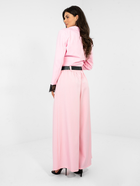 Jasnoróżowe garniturowe spodnie z szeroką nogawką RUE PARIS