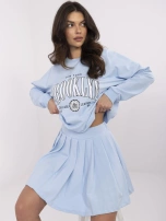 Jasnoniebieski damski komplet z bluzą bez kaptura