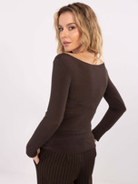 Brązowa bluzka longsleeve z miękkiej tkaniny