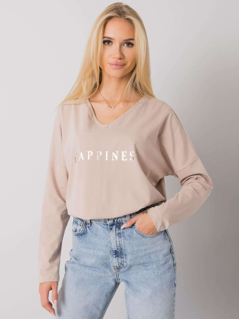 Jasnobeżowa bluzka z napisem Georgetown RUE PARIS