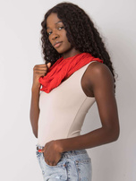 Czerwono-szara chusta w groszki