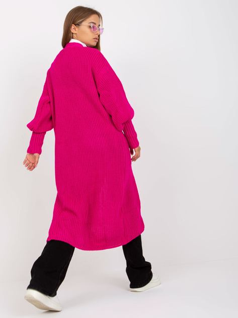 Hurt Fuksjowy długi kardigan z kieszeniami OCH BELLA