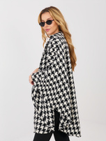 Czarno-biały dwurzędowy płaszcz ponczo 