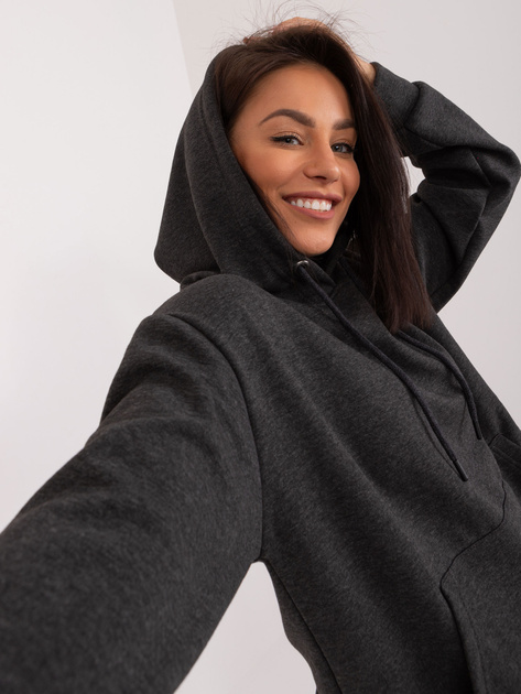 Hurt Grafitowa dresowa bluza kangurka z kapturem