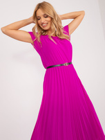 Hurt Purple flared dress with a belt.