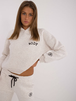 Hurtownia Jasnobeżowy melanżowy komplet dresowy z bluzą