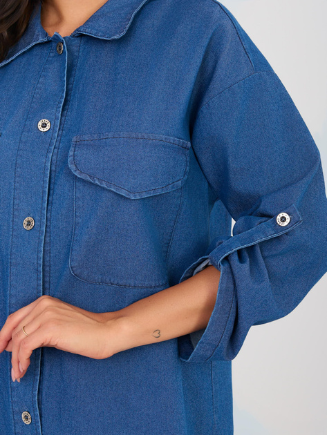 Niebieska jeansowa sukienka z kieszeniami RUE PARIS