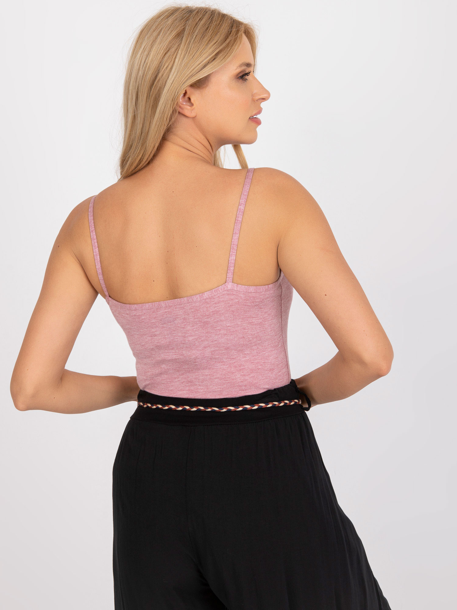 Rosa melierte Basic-Top mit Trägern.