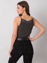 Ciemny khaki top prążkowany Armine