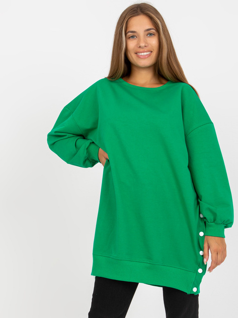 Hurt Zielona tunika basic z długim rękawem RUE PARIS