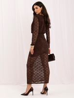 Brown evening dress with a slit RUE PARIS.