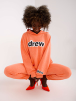 Fluo pomarańczowy komplet dresowy z bluzą z kapturem 