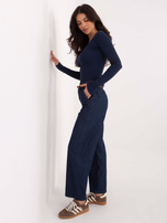 Granatowe jeansy z plecionym paskiem SUBLEVEL 