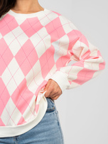 Różowa bluza oversize w geometryczne wzory