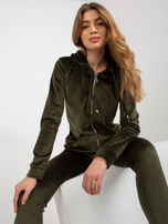 Hurt Khaki two-piece velour set with pants.