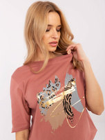 Hurt Brudnoróżowa casualowa bluzka z nadrukiem 