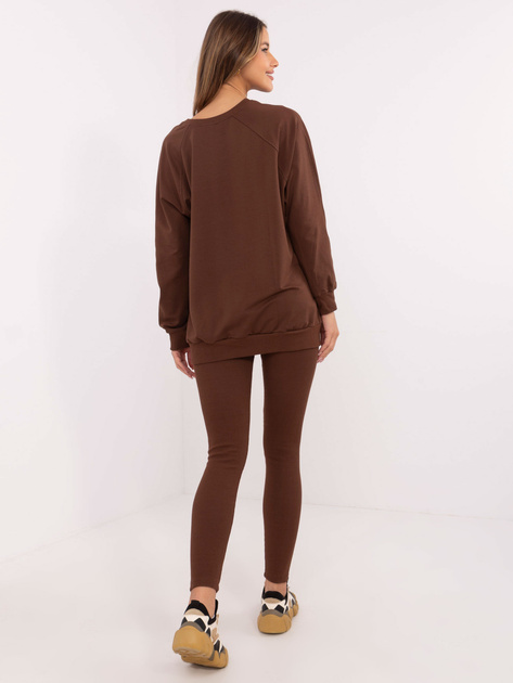 Hurt Brązowy casualowy komplet z bluzą oversize