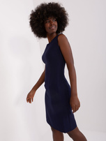 Hurt Granatowa sukienka koktajlowa z koronką