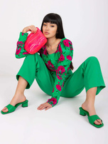 Zielone eleganckie spodnie z wysokim stanem Caroline