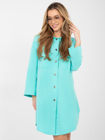 Turkusowa casualowa sukienka o kroju koszuli RUE PARIS