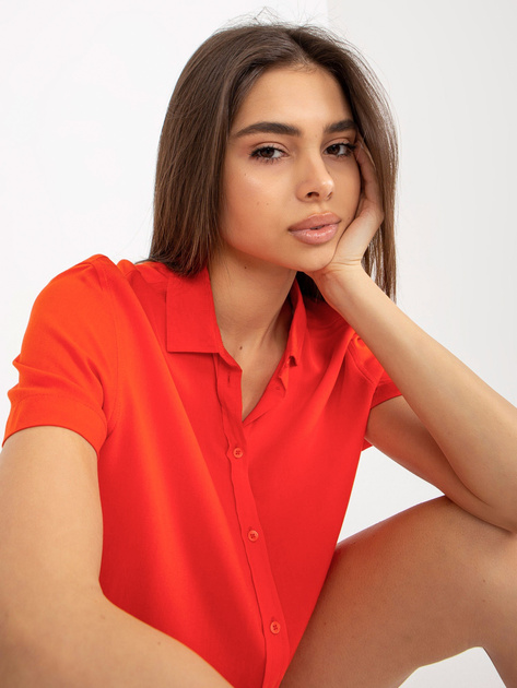 Hurt Pomarańczowa bluzka koszulowa z wiskozy SUBLEVEL