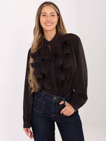 Czekoladowa koszula z plisowanym żabotem