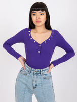 Dunkellila gestreifte Bluse Tracy RUE PARIS.