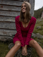 Bordowa sukienka z długim rękawem RUE PARIS 