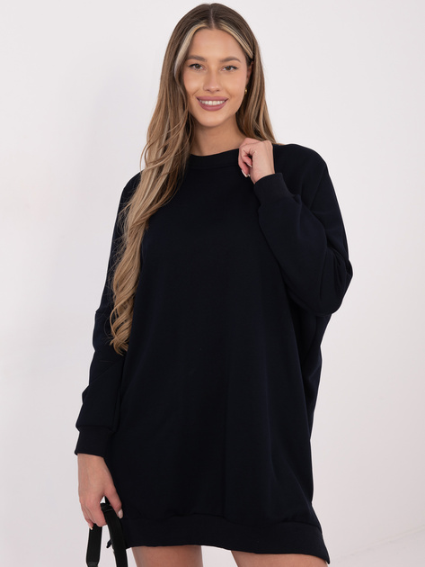 Granatowa dresowa sukienka basic ze ściągaczami