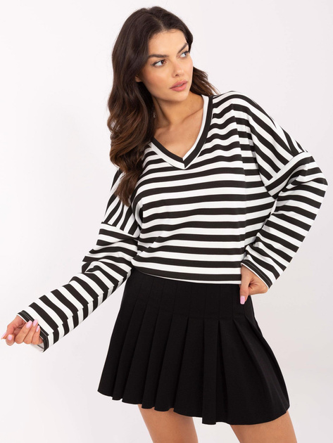 Hurt Czarno-biała damska bluza oversize z dekoltem V