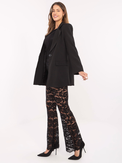 Czarne rozszerzane spodnie z koronki