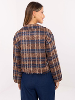 Ciemnocamelowo-niebieska przejściowa kurtka z suwakiem RUE PARIS 