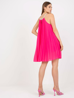 Fuksjowa mini plisowana sukienka one size na lato