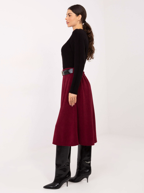 Bordowa spódnica z prążkowanej dzianiny RUE PARIS