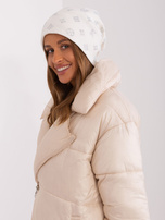 Hurt Ecru damska czapka zimowa z dżetami 