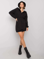 Schwarzes Sweatkleid mit Kapuze Skyla.