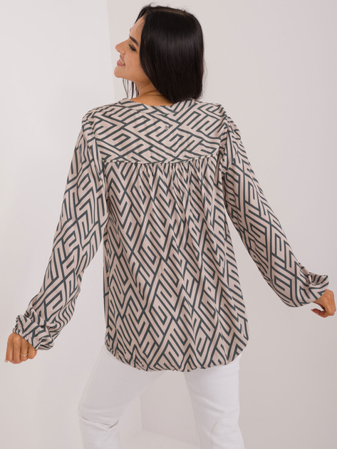 Hurt Beżowa bluzka w geometryczny wzór SUBLEVEL