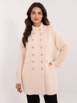 Hurt Kremowy dwurzędowy płaszcz alpaka z kieszeniami