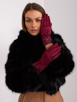 Hurt Bordowe eleganckie rękawiczki damskie