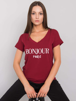 Bordowy t-shirt z napisem Emille