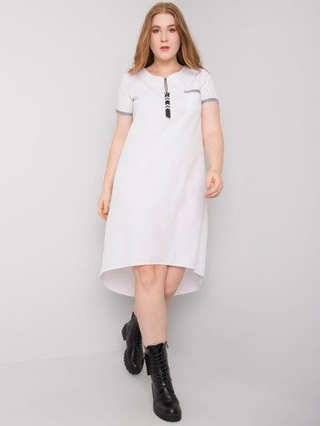 Biała sukienka plus size z bawełny Viana