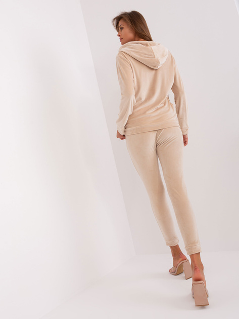 Hurt Jasnobeżowy komplet welurowy ze spodniami Melody